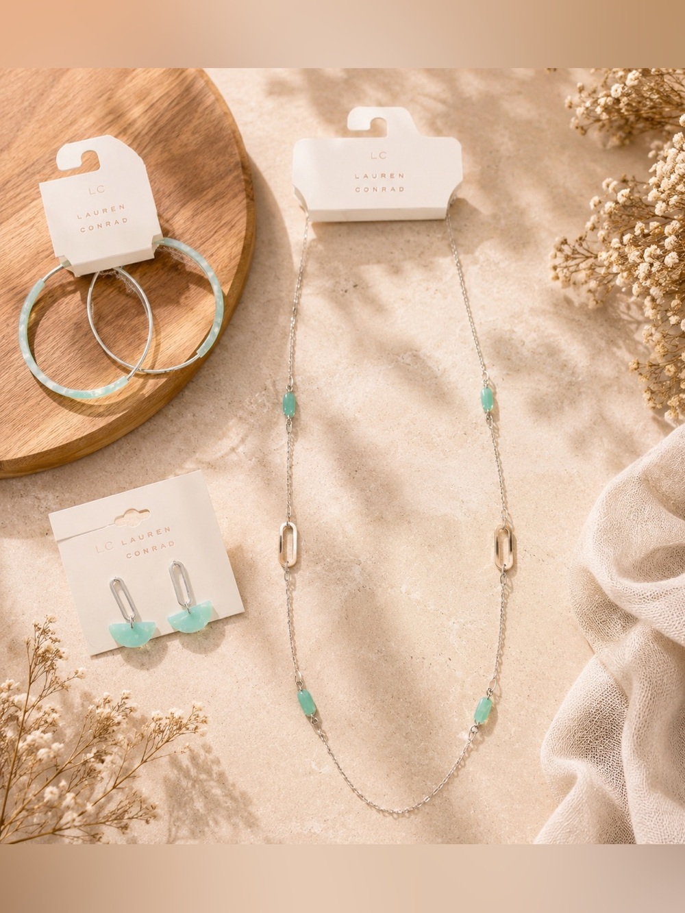 $52 3 piece  teal and silver Lauren Conrad jewelry bundle Nashville boho vibes